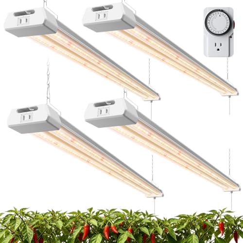 Barrina TX-S50 4FT LED Grow Light, 50W Full Spectrum with Timer, 4 Packs by Barrina