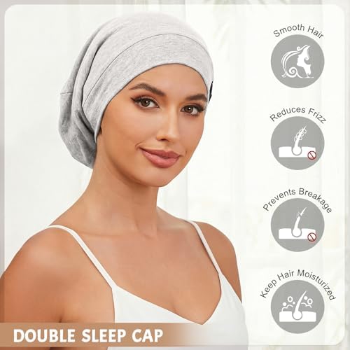 DEMAZALO 3Pcs Silk Satin Bonnet for Sleeping Hair Bonnet for Women Men - Image 3