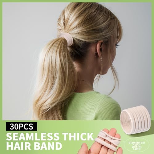 Teenitor Hair Accessories Kit for Woman & Girls: 500pcs Elastic Hair Bands; 30pcs Ponytail Holders, 30pcs Seamless Thick Hair Bands; 40pcs Bobby Hair Pins (Beige) - Image 5