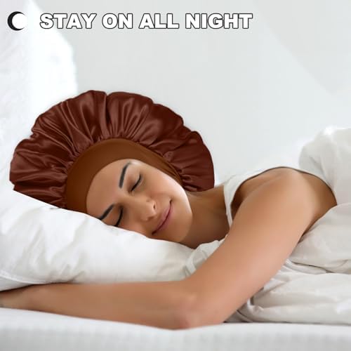 Extra Large Satin Bonnet Hair Cap, 17inches Silk Bonnet for Sleeping - Image 2