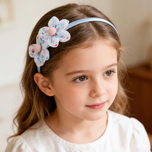 XIMA 11pcs Girls Pearl Flower Headbands,Non-Slip Hair Accessories for Kids - Image 5