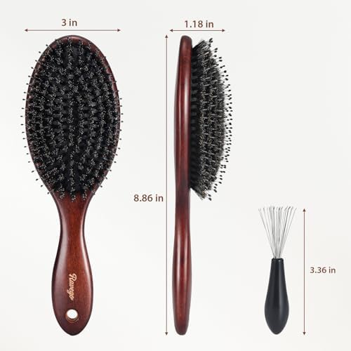 Hair Brush, Boar Bristles Hair Brush for Women Men Kids, Boar & Nylon Bristle Brushes for Smoothing Massaging Scalp Detangling Wet/Dry Hair, Reduce Frizz Dry Restore Natural Shine - Image 5