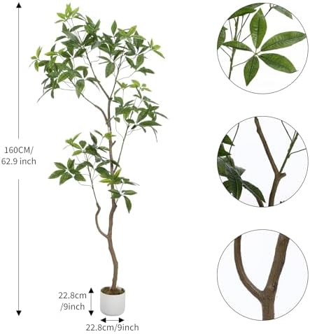 Garvee Artificial Umbrella Plant Schefflera Tree, 6.56 ft Tall Fake Floor Plant in Pot with Realistic Leaves & Trunks, Decorative Faux Greenery for Home Office, Living Room, Bedroom, Patio - Image 2