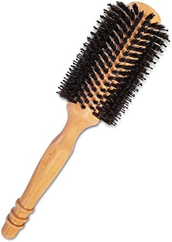 High-Density Boar Bristles Wood Round Brush for Blow-Drying, Straightening & Styling Shoulder to Back-Length Hair for Shine & Volume, 1.2" Roller, 2.4" with Bristles - Image 2