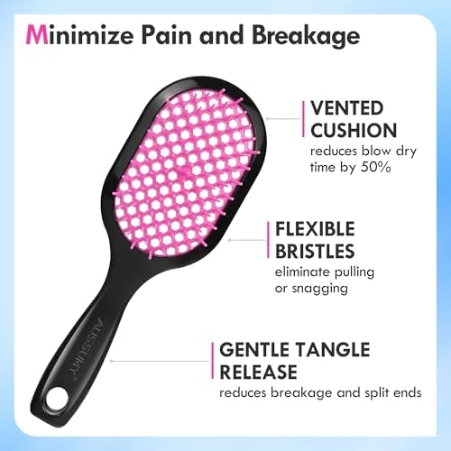 Vented Detangling Hair Brush - 2 Pack Detangler Hairbrush for Effortless Tangle Removal - Ultra-Soft Bristles -For Natural Curly Straight Wet Dry Damaged Hair for Women Men Kids - Image 2