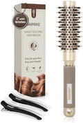 AIMIKE Round Hair Brush, 1 inch Barrel with Boar Bristles, Nano Thermal Ceramic & Ionic Tech, for Blow Drying, Styling, Curling and Shine + 4 Clips (Gold, Unisex, Fine Hair, Short Hair, Anti-Frizz) by AIMIKE