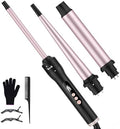 3 in 1 Wand Curling Iron, Curling Iron Set with Tapered Curling Wand (0.5-1") and 2 Interchangeable Ceramic Wand Curler (0.5"-1.25"), Fast Heating with Adjust Temp, Dual Voltage, Gift for Women by Vnina