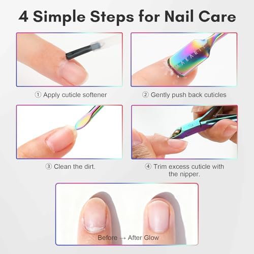 Makartt 3-Pack Rainbow Titanium Cuticle Nipper, Pusher Set - Image 6