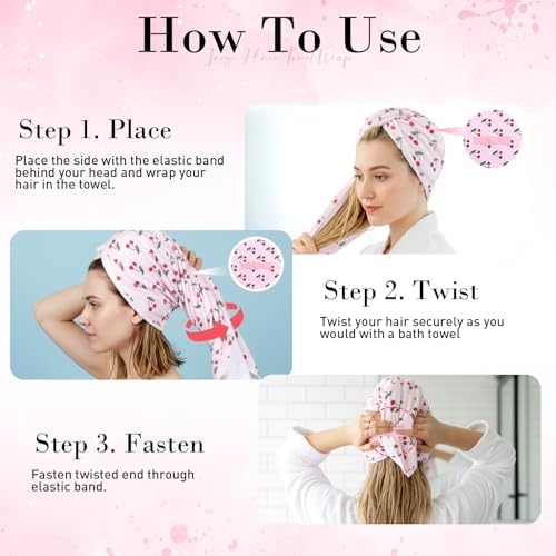 Hahafelt 2 Pack Large Microfiber Hair Towels, 23" x 40" Pink Hair Turban - Image 6