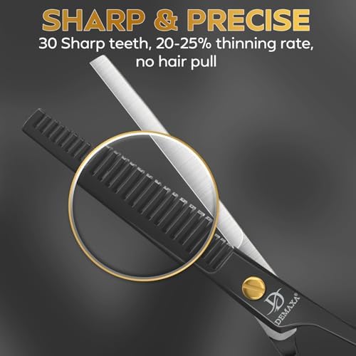 Thinning Shears for Hair Cutting - DEMAXA Hair Thinning Scissors Professional Barber’s Texturizing Shears for Salon & Home Use - 6.5-inch Black High Carbon Stainless Steel Thinning Sheers - Image 4