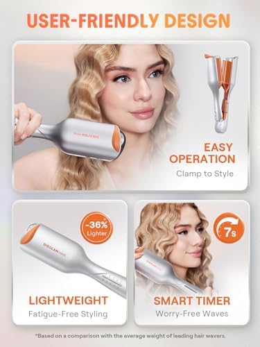 SHEGLAM Hair Beach Babe Hair Waver 2 Barrel Crimper 1 Inch with Smart Timer & Adjustable Temps Dual Voltage, Anti-Scald, Easy to Use - Image 4