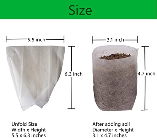gardtree Plant Nursery Bags 5.5 * 6.3 inches 200PCS, Non-Woven Biodegradable Plant Grow Bags Fabric Seedling Starter Bags for Vegetable Flower Fruit Saplings Tree, Home Garden Supply - Image 2