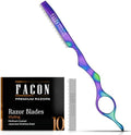 Facón Hair Razors for Cutting Hair - Professional Styling Razor Kit with 11 Replacement Blades, Stainless Steel Hairs Cutting Tool for Salon & Home, Premium Cutting Thinning Texturizing Faether Razor by Fac%C3%B3n