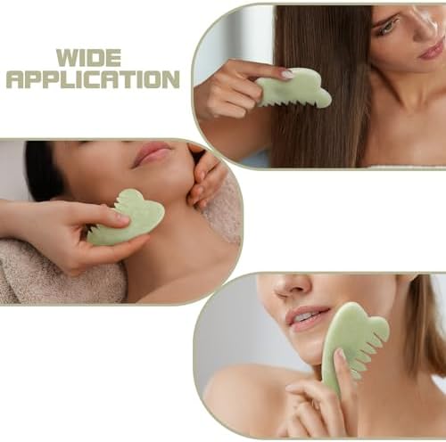 Geiserailie 2 Pcs Jade Combs Gua Sha Stone Scalp Massage Tool - Image 3