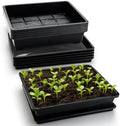 RooTrimmer 5 Pack Soil Blocking Trays(14"x12"x3"), Plastic Flat Plant Tray for Holding or Collecting Drainage Water, Elevated Microgreen Seed Starter Tray for Seed Germination (Black) by RooTrimmer