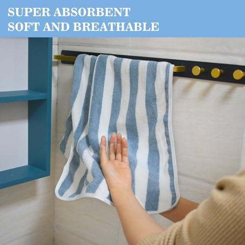 KinHwa Blue Bathroom Hand Towels, Microfiber, 16x30 Inch, 2 Pack - Image 2