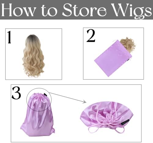 GONGKANGYUAN 12 Pcs Satin Wig Bags with Drawstring Satin Bag for Packaging Hair Extensions Wigs Soft Silk Pouches Hair Tools Storage Bags for Home and Salon (Violets) - Image 7