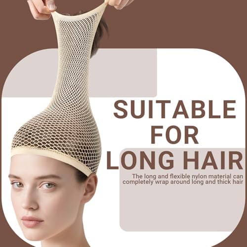 MORGLES 3 Pcs Beige Women's Wig Caps, Non Slip Nylon Hair Nets for Cosplay - Image 5
