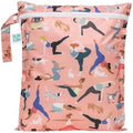Bumkins Waterproof Wet Bag for Baby, Travel, Swim Suit, Cloth Diapers, Pump Parts, Pool, Beach, Gym Clothes, Toiletry, Hook to Stroller, Daycare, Zipper Reusable Wetdry Packing Pouch, Yoga Pals by Bumkins