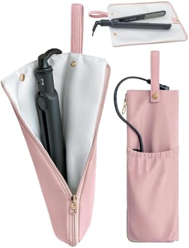 Lifeplus Holder & Mat for Hot Tools, Curling Iron Flat Iron Heat Resistant Hair Tools Travel Bag - Ideal for Home, Travel, Gift (Pink) by Unknown