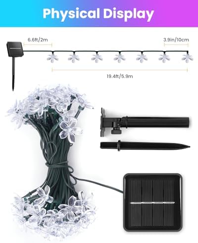 Brightown 60 LED Flower Solar String Lights Outdoor Waterproof Fairy Lights - Image 5