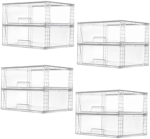 Vtopmart 8 Pack Large Clear Stackable Storage Drawers for Closet, Pantry by Vtopmart