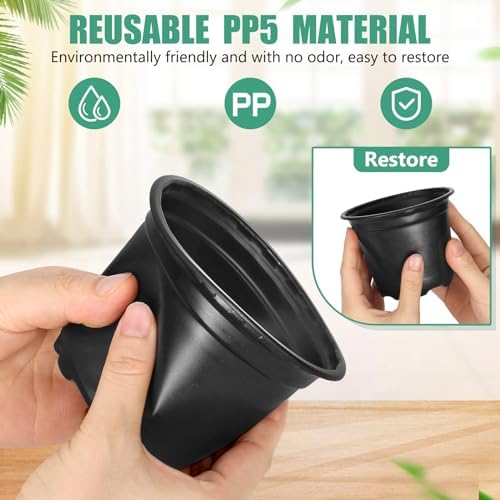 120 Packs 6 Inch Plant Nursery Pots, Plastic Seeds Starter Pots with Drainage Holes, Germination Soft Flower Plant Container for Succulents Seedling Cutting Transplanting (120, 6 Inch) - Image 4