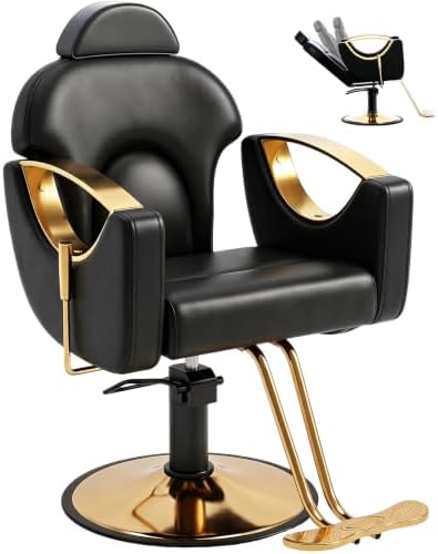 Salon Chair for Hair Stylist Reclining Barber Chair for Home Barbershop by GRATIVIAOFFICIAL