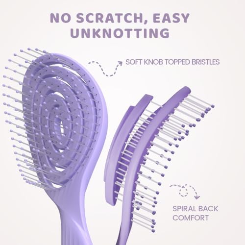 SHINLEA Detangle Hair Brush, Detangling Wet & Dry Spiral Hairbrush for Women, Men, Kids, Vented Detangler for Blow Drying, Glide Through Tangles For All Hair Types (Purple) - Image 3