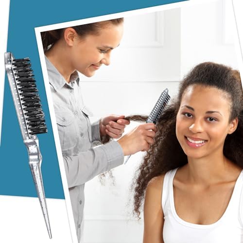 Geiserailie 3 Pcs Slick Back Hair Brush Set Bristle Brush, Clear Red - Image 6