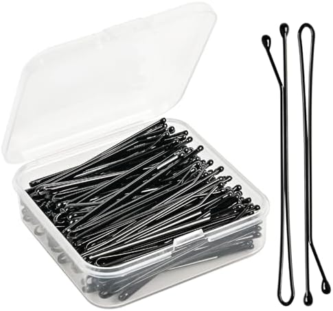 2.2 Inch Black Hair Bobby Pins Metal Clips Flat Straight Ball Tips Non-slip Decorative Long Short Women Girls Nickel Free Hairdressing Wedding Accessories with Case 100 PCS by Pagabach
