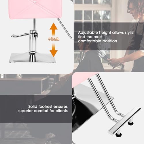 Artist hand Pink Salon Chair for Hair Stylist with Back Cover - Image 7