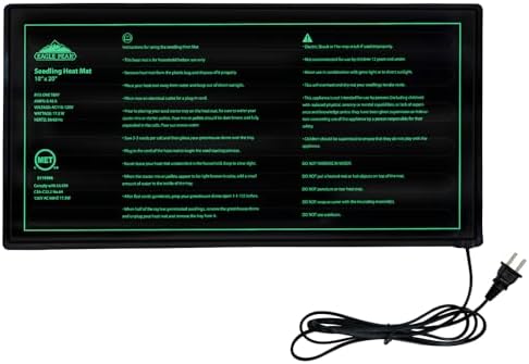 EAGLE PEAK Seedling Heat Mat 10”x20”, UL & MET-Certified Heating Pad for Seed Starting, Waterproof Heating Mat for Seed Germination, Warm Hydroponic Gardening Heating Pad, Contains (1) Warming Mat by EAGLEPEAK
