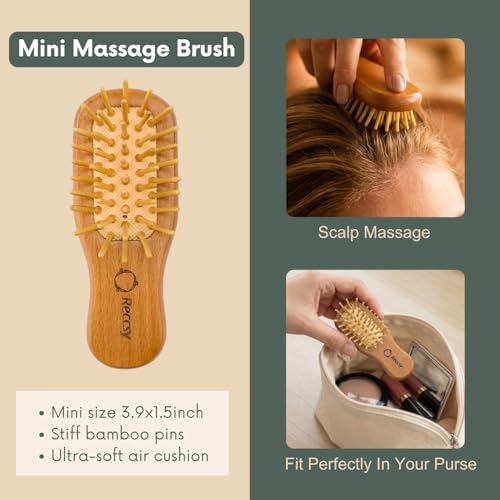 Reccsy 100% Boar Bristle Hair Brush Set with Bamboo Comb for Women - Image 5