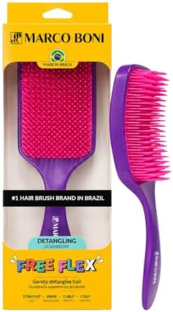 Marco Boni Free Flex Detangling Hair Brush, Flexible Hairbrush for Wet & Dry Hair, Pain-Free Detangler, Ergonomic Handle, All Hair Types, Açaí Burst by MarcoBoniUSA