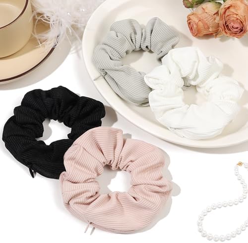 Pocket Scrunchies Hair Ties with Hidden Zipper Scrunchy Ponytail Holder Secret Compartment Items - Image 7