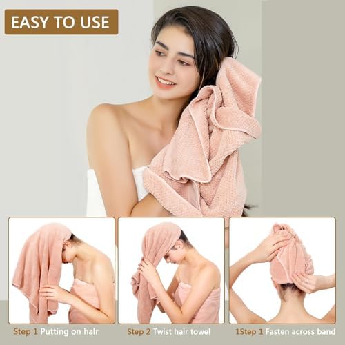 Microfiber Hair Towel Quick Dry Hair Towel Hair Drying Towels Suitable for All Kinds of Hair Ultra Absorbent Long and Thick Hair 24X48inch Blue (1pcs) - Image 6