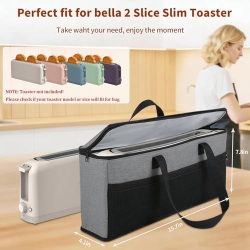 Carrying Bag for Bella 2 Slice Slim Toaster, Gray - Image 2