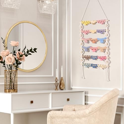 SNOWSTAR Macrame Hair Claw Clip Organizer,Hanging Hair Clip Holder and Storage for Women Girls,Claw Clip Hanger Home Decor for Wall,Door,Closet - Image 5