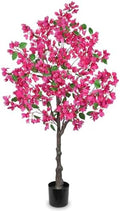 Briful Artificial Bougainvillea Tree in Black Pot 51.1" Tall Faux Silk Bougainvillea Floral Tree with Realistic Trunk Pink Fake Bougainvillea Plant for Home Office Living Room Bedroom Décor by Briful