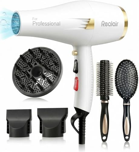 Professional Salon Hair Dryer with Diffuser, 1875W AC Motor by Realair-HairTalks