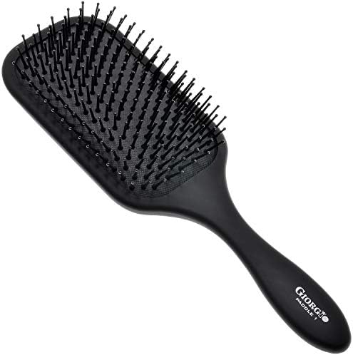 Giorgio Detangling Paddle Brush - Large Air Cushion Paddle Brush with Ball Tip Tourmaline Bristles - Anti Static Hair Care Tool for Men and Women, Wet or Dry - Black by GiorgioHairBrushesCombs