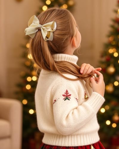 YHXX YLEN 6pcs Christmas Hair Bows for Girls, 4.5inch Toddler Bows Clips - Image 6