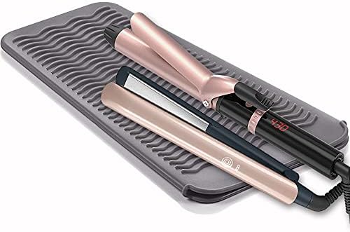 Heat Resistant Mat for Hair Tools, Silicone Heat Mat & Holder for Curling Iron, Professional Portable Travel Flat Iron Mat Pad Pouch Case Cover for Countertop by Unknown