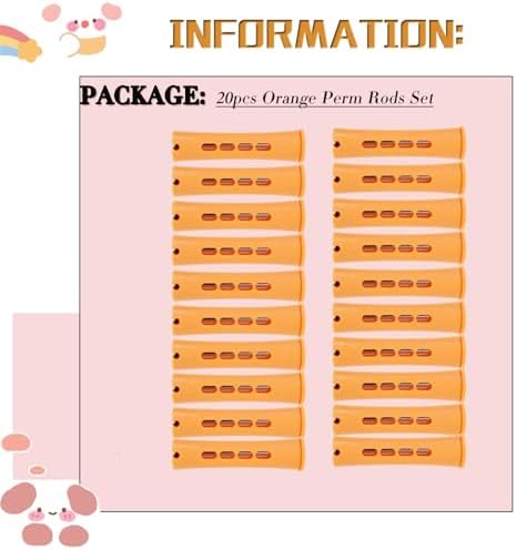 Perm Rods Set for Natural, Long, and Short Hair - Plastic Cold Wave Rods for Women's Hair Curling and DIY Hairdressing (20pcs Orange) - Image 2