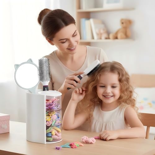 Luscinia Hair Accessories Organizer With Hair Brush Holder, White, 3-Layer - Image 2