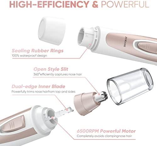 Ear and Nose Hair Trimmer Clipper - 2026 Professional Painless Eyebrow & Facial Hair Trimmer for Men Women, Battery-Operated Trimmer with IPX7 Waterproof, Dual Edge Blades for Easy Cleansing Pink - Image 4
