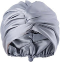 Gray Adjustable Silk Bonnet Satin Curly Hair Wrap for Sleeping Women by KAAHYNNO