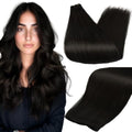 Full Shine Genius Weft Hair Extensions Human Hair Jet Black 20 Inch 80g by FullShine