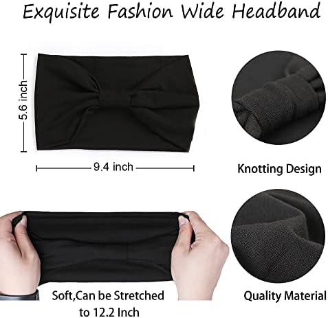 XTREND Wide Headbands Knotted Head Wraps Non Slip Stretch Headband Women's Hair Thin Headbands Turban Sports Hairband Head Bands Accessories 6 Pcs（Army Green, Coffee, Black, White, Pink, Blue） - Image 2
